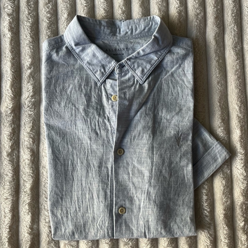 All Saints Light Gray Casual Shirt M short sleeve